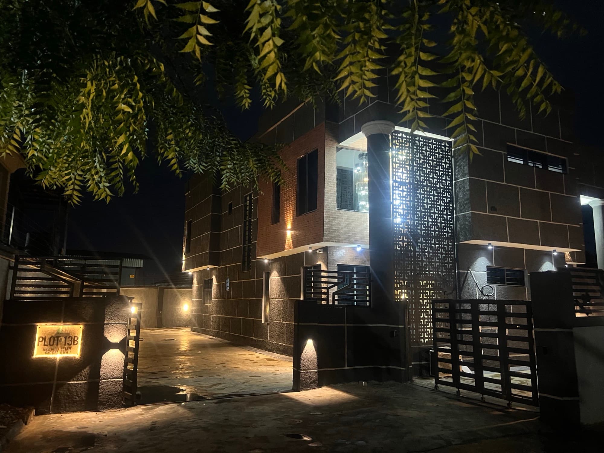 De-Genesis Court at night